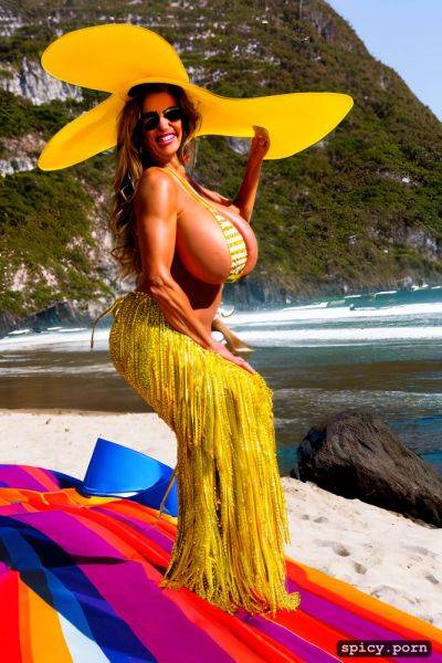 Color portrait, long hair, 67 yo beautiful performing white rio carnival dancer at copacabana beach - spicy.porn on pornsimulated.com