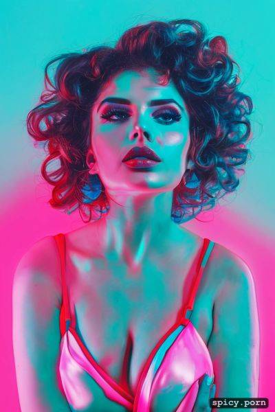 Retrowave colours hair, brunette hair, 18 years, beautiful face - spicy.porn on pornsimulated.com