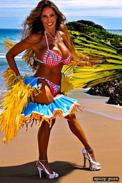 Color portrait, long hair, 46 yo beautiful performing white rio carnival dancer at copacabana beach - spicy.porn on pornsimulated.com