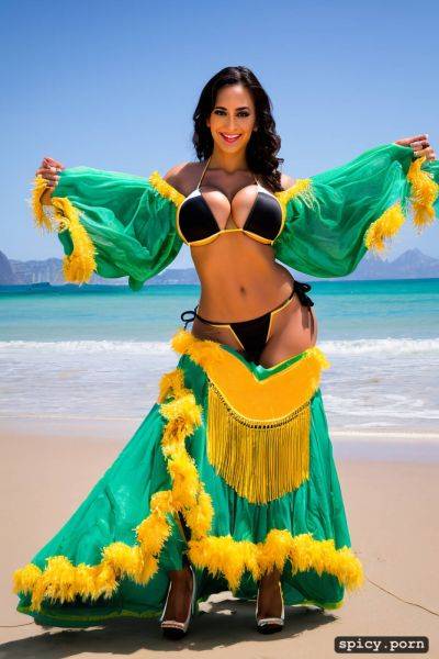 Color portrait, long hair, 27 yo beautiful performing white rio carnival dancer at copacabana beach - spicy.porn on pornsimulated.com