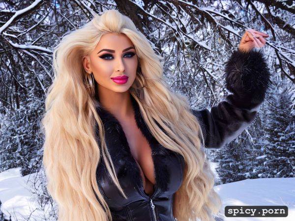 Singer, sharp focus, pretty face, large russian fur coat, bling hanging on chains around neck - spicy.porn - Russia on pornsimulated.com