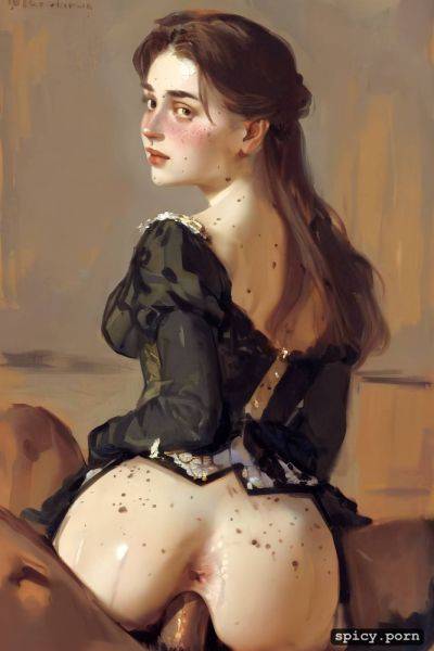 Sweating, glossy eyes, ilya repin painting, looking back, elaborate court dress - spicy.porn on pornsimulated.com