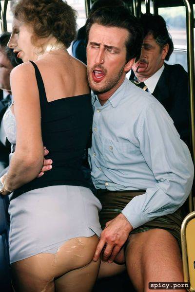 Real natural colors ultra detailed expressive faces a sexually obsessed man holds a shamefaced and shocked lady on the bus tightly with his ass to his dick - spicy.porn on pornsimulated.com