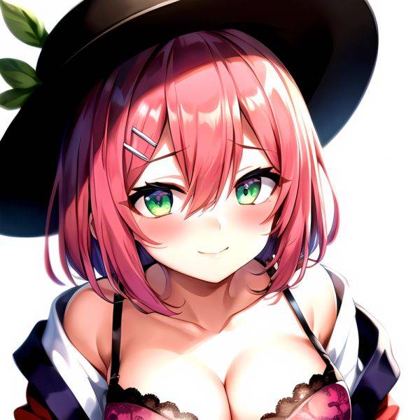 1girl Blush Bob Cut Bra Breasts Cleavage Close Up Closed Mouth Collarbone Commentary Eyelashes Eyes Visible Through Hair Floral, 874629451 - AIHentai - aihentai.co on pornsimulated.com