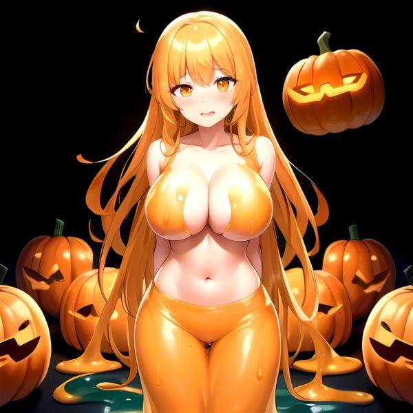 Orange Slime Messy Slime Big Boobs Pov Pumpkins Orange And Black Standing Up Facing The Viewer Arms Behind Back, 1016777064 - AIHentai - aihentai.co on pornsimulated.com
