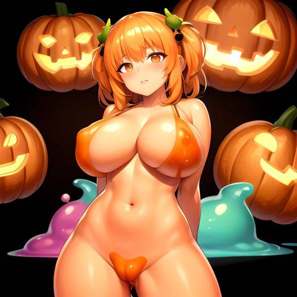Orange Slime Messy Slime Big Boobs Pov Pumpkins Orange And Black Standing Up Facing The Viewer Arms Behind Back, 4037670475 - AIHentai - aihentai.co on pornsimulated.com