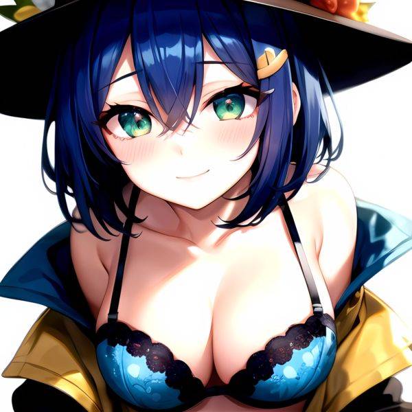 1girl Blush Bob Cut Bra Breasts Cleavage Close Up Closed Mouth Collarbone Commentary Eyelashes Eyes Visible Through Hair Floral, 4177552036 - AIHentai - aihentai.co on pornsimulated.com