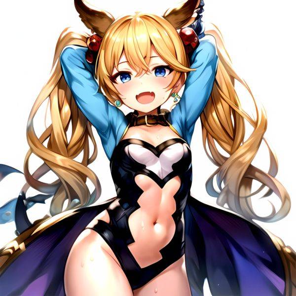 1girl Armpits Arms Behind Head Backlighting Bare Arms Bare Legs Blonde Hair Blue Eyes Blush Breasts Check Commentary Clothing Cu, 1785985429 - AIHentai - aihentai.co on pornsimulated.com