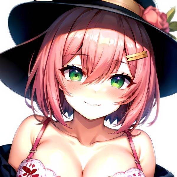 1girl Blush Bob Cut Bra Breasts Cleavage Close Up Closed Mouth Collarbone Commentary Eyelashes Eyes Visible Through Hair Floral, 3089267890 - AIHentai - aihentai.co on pornsimulated.com