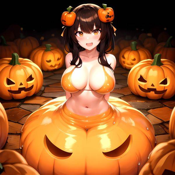 Orange Slime Messy Slime Big Boobs Pov Pumpkins Orange And Black Standing Up Facing The Viewer Arms Behind Back, 1574073288 - AIHentai - aihentai.co on pornsimulated.com