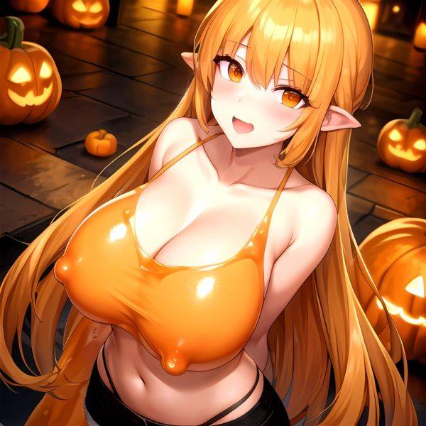 Orange Slime Messy Slime Big Boobs Pov Pumpkins Orange And Black Standing Up Facing The Viewer Arms Behind Back, 3937141196 - AIHentai - aihentai.co on pornsimulated.com
