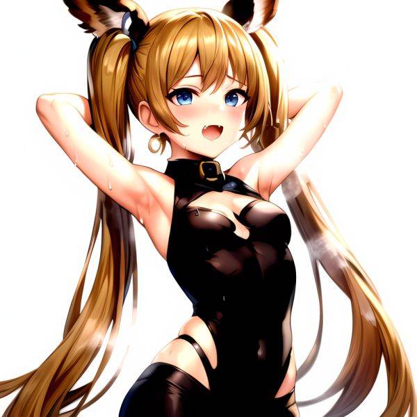 1girl Armpits Arms Behind Head Backlighting Bare Arms Bare Legs Blonde Hair Blue Eyes Blush Breasts Check Commentary Clothing Cu, 2303446759 - AIHentai - aihentai.co on pornsimulated.com