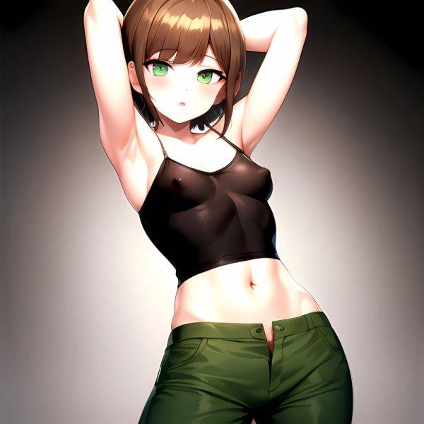 1boy Armpits Arms Behind Head Blush Breasts Brown Hair Bulge Collarbone Contrapposto Covered Nipples Crop Top Danganronpa Trigge, 1506050361 - AIHentai - aihentai.co on pornsimulated.com
