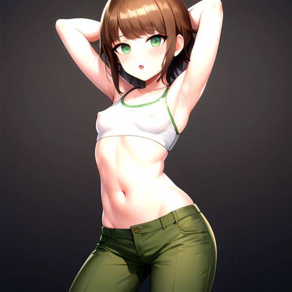 1boy Armpits Arms Behind Head Blush Breasts Brown Hair Bulge Collarbone Contrapposto Covered Nipples Crop Top Danganronpa Trigge, 1177612971 - AIHentai - aihentai.co on pornsimulated.com