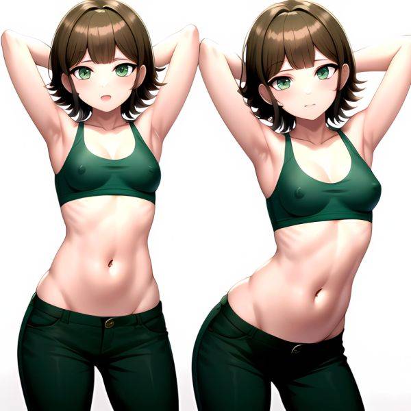 1boy Armpits Arms Behind Head Blush Breasts Brown Hair Bulge Collarbone Contrapposto Covered Nipples Crop Top Danganronpa Trigge, 3406124493 - AIHentai - aihentai.co on pornsimulated.com