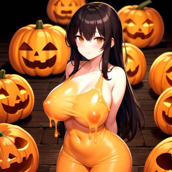 Orange Slime Messy Slime Big Boobs Pov Pumpkins Orange And Black Standing Up Facing The Viewer Arms Behind Back, 3434362963 - AIHentai - aihentai.co on pornsimulated.com