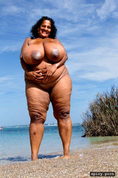 Largest boobs ever, standing at a beach, 55 yo, very massive natural melons exposed - spicy.porn on pornsimulated.com