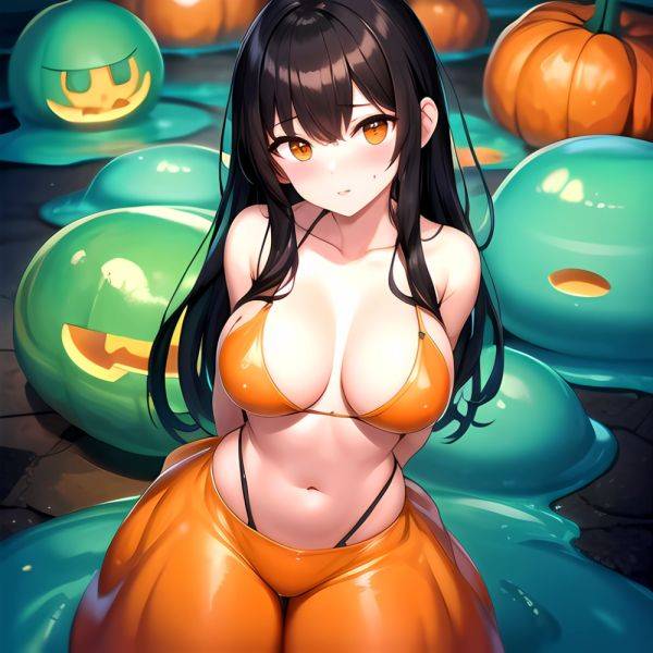 Orange Slime Messy Slime Big Boobs Pov Pumpkins Orange And Black Standing Up Facing The Viewer Arms Behind Back, 1959461157 - AIHentai - aihentai.co on pornsimulated.com