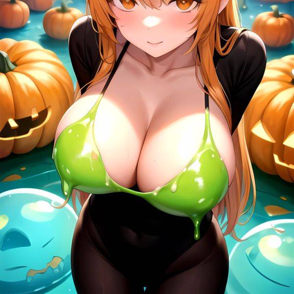 Orange Slime Messy Slime Big Boobs Pov Pumpkins Orange And Black Standing Up Facing The Viewer Arms Behind Back, 2796234316 - AIHentai - aihentai.co on pornsimulated.com