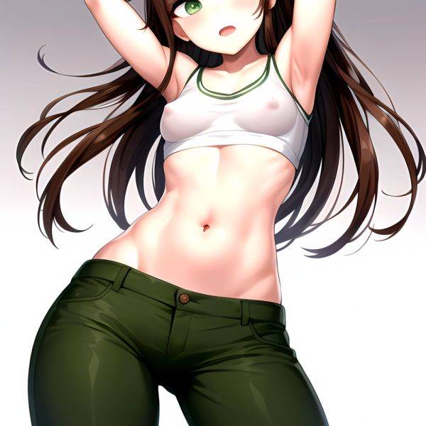 1boy Armpits Arms Behind Head Blush Breasts Brown Hair Bulge Collarbone Contrapposto Covered Nipples Crop Top Danganronpa Trigge, 2181266012 - AIHentai - aihentai.co on pornsimulated.com