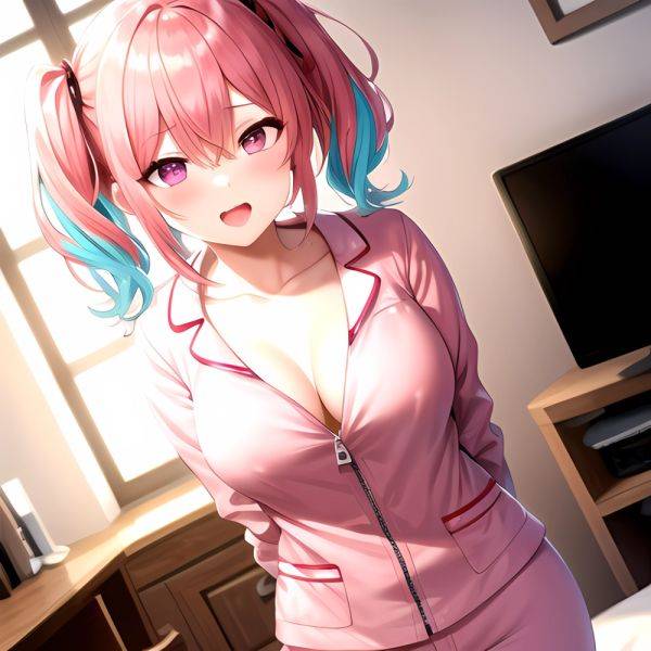Han Juri 1girl Blush Breasts Breasts Apart Collarbone Hair Over One Eye Large Breasts Long Sleeves Multicolored Hair Navel Nippl, 3093165064 - AIHentai - aihentai.co on pornsimulated.com