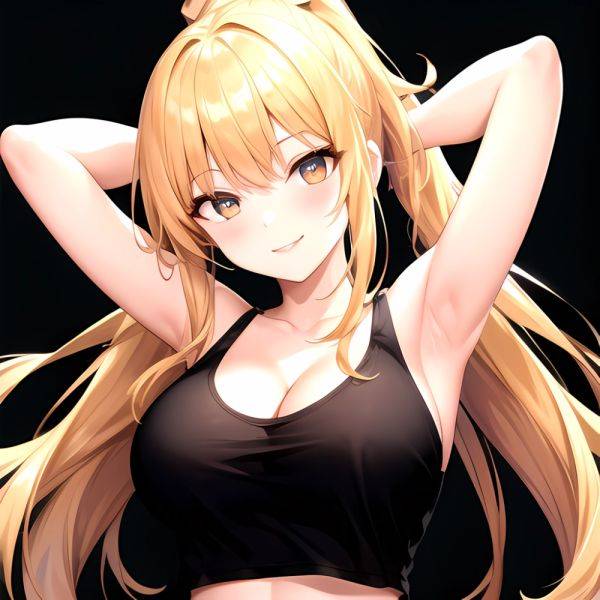 Beatrix Amerhauser 1girl Armpits Arms Behind Head Arms Up Artist Name Bare Shoulders Blonde Hair Breasts Cleavage Large Breasts, 1473471756 - AIHentai - aihentai.co on pornsimulated.com
