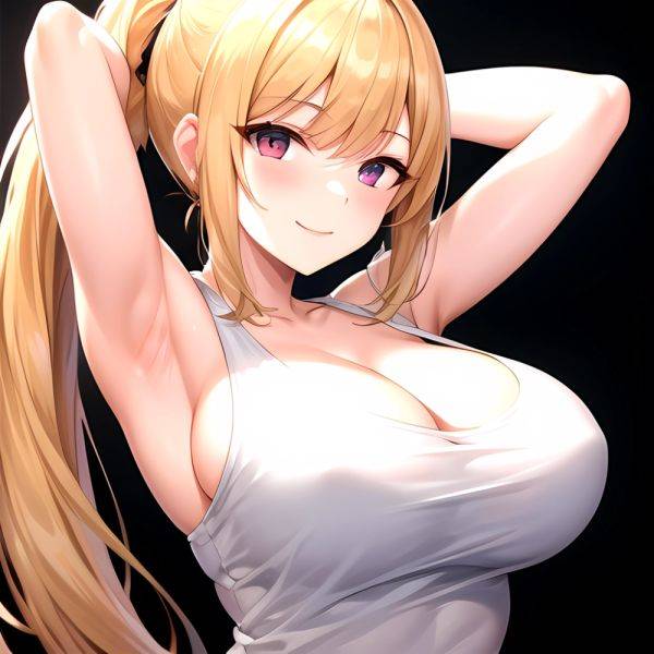 Beatrix Amerhauser 1girl Armpits Arms Behind Head Bare Shoulders Blonde Hair Breasts Cleavage Large Breasts Long Hair Looking At, 2784439851 - AIHentai - aihentai.co on pornsimulated.com