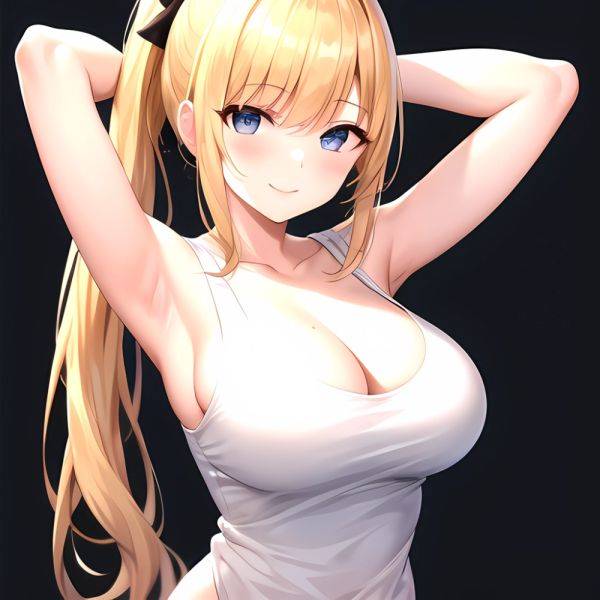 Beatrix Amerhauser 1girl Armpits Arms Behind Head Bare Shoulders Blonde Hair Breasts Cleavage Large Breasts Long Hair Looking At, 2641987894 - AIHentai - aihentai.co on pornsimulated.com