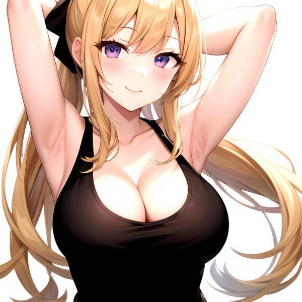 Beatrix Amerhauser 1girl Armpits Arms Behind Head Bare Shoulders Blonde Hair Breasts Cleavage Large Breasts Long Hair Looking At, 1235152668 - AIHentai - aihentai.co on pornsimulated.com