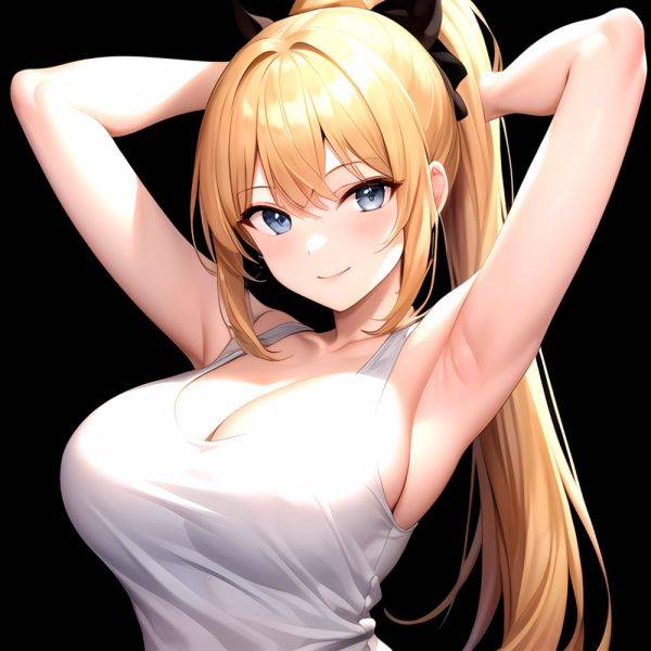 Beatrix Amerhauser 1girl Armpits Arms Behind Head Bare Shoulders Blonde Hair Breasts Cleavage Large Breasts Long Hair Looking At, 3025538505 - AIHentai - aihentai.co on pornsimulated.com