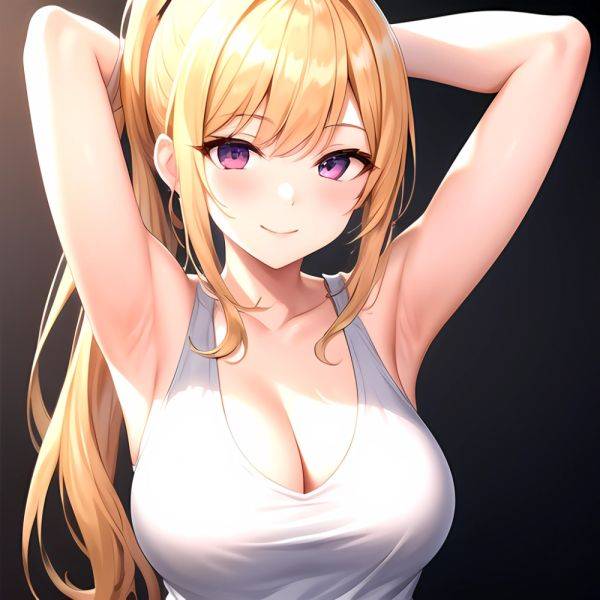 Beatrix Amerhauser 1girl Armpits Arms Behind Head Bare Shoulders Blonde Hair Breasts Cleavage Large Breasts Long Hair Looking At, 3827726230 - AIHentai - aihentai.co on pornsimulated.com