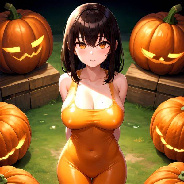 Orange Slime Messy Slime Big Boobs Pov Pumpkins Orange And Black Standing Up Facing The Viewer Arms Behind Back, 2736647897 - AIHentai - aihentai.co on pornsimulated.com