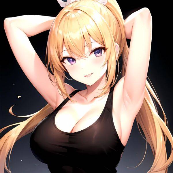 Beatrix Amerhauser 1girl Armpits Arms Behind Head Bare Shoulders Blonde Hair Breasts Cleavage Large Breasts Long Hair Looking At, 3055895400 - AIHentai - aihentai.co on pornsimulated.com