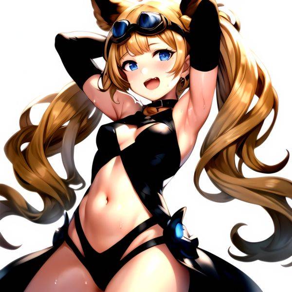 1girl Armpits Arms Behind Head Backlighting Bare Arms Bare Legs Blonde Hair Blue Eyes Blush Breasts Check Commentary Clothing Cu, 3815948896 - AIHentai - aihentai.co on pornsimulated.com