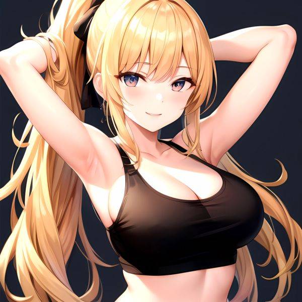 Beatrix Amerhauser 1girl Armpits Arms Behind Head Bare Shoulders Blonde Hair Breasts Cleavage Large Breasts Long Hair Looking At, 675045401 - AIHentai - aihentai.co on pornsimulated.com