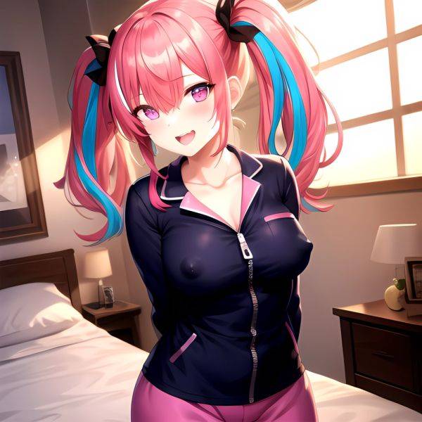 Han Juri 1girl Blush Breasts Breasts Apart Collarbone Hair Over One Eye Large Breasts Long Sleeves Multicolored Hair Navel Nippl, 2391867767 - AIHentai - aihentai.co on pornsimulated.com