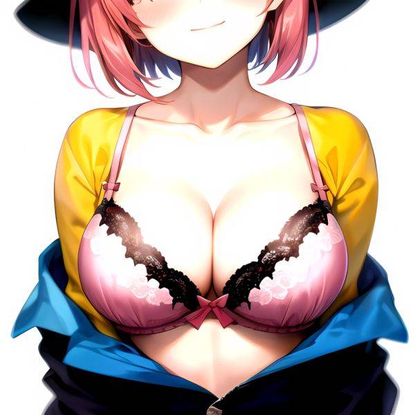1girl Blush Bob Cut Bra Breasts Cleavage Close Up Closed Mouth Collarbone Commentary Eyelashes Eyes Visible Through Hair Floral, 277416404 - AIHentai - aihentai.co on pornsimulated.com