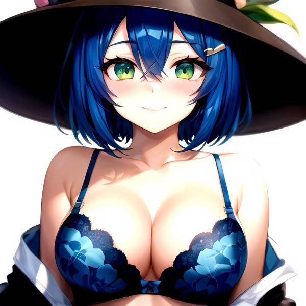 1girl Blush Bob Cut Bra Breasts Cleavage Close Up Closed Mouth Collarbone Commentary Eyelashes Eyes Visible Through Hair Floral, 546089455 - AIHentai - aihentai.co on pornsimulated.com