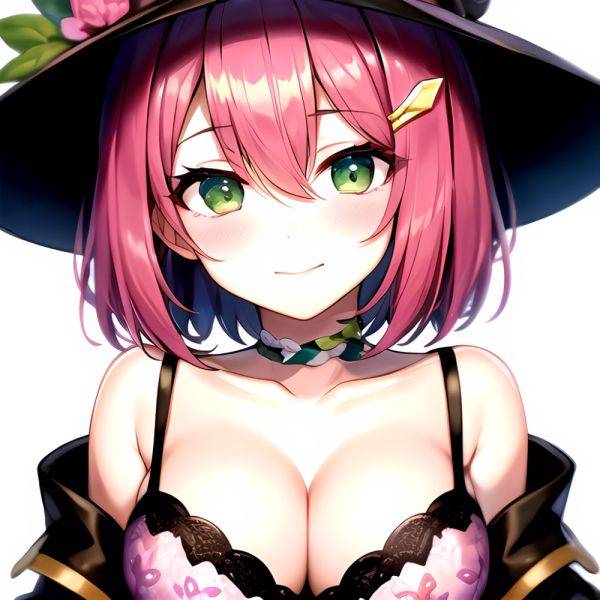 1girl Blush Bob Cut Bra Breasts Cleavage Close Up Closed Mouth Collarbone Commentary Eyelashes Eyes Visible Through Hair Floral, 625183634 - AIHentai - aihentai.co on pornsimulated.com