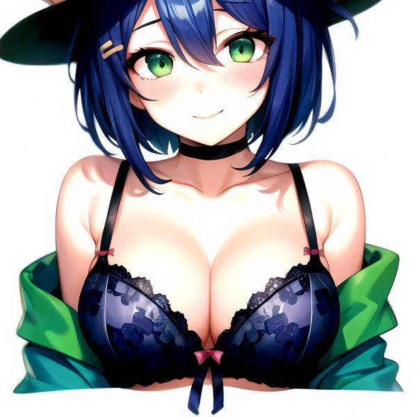 1girl Blush Bob Cut Bra Breasts Cleavage Close Up Closed Mouth Collarbone Commentary Eyelashes Eyes Visible Through Hair Floral, 2622959522 - AIHentai - aihentai.co on pornsimulated.com
