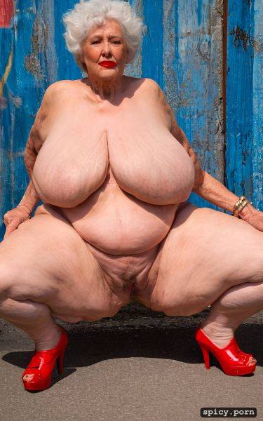 In the street, big belly, obese granny, ultra detailed, muscular - spicy.porn on pornsimulated.com