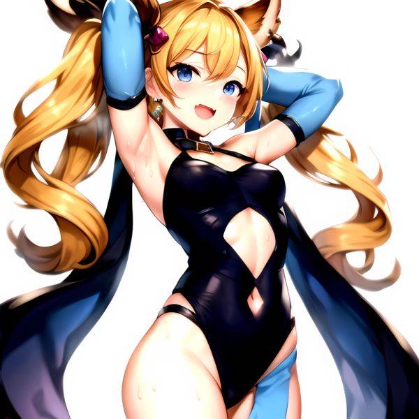 1girl Armpits Arms Behind Head Backlighting Bare Arms Bare Legs Blonde Hair Blue Eyes Blush Breasts Check Commentary Clothing Cu, 1080419676 - AIHentai - aihentai.co on pornsimulated.com
