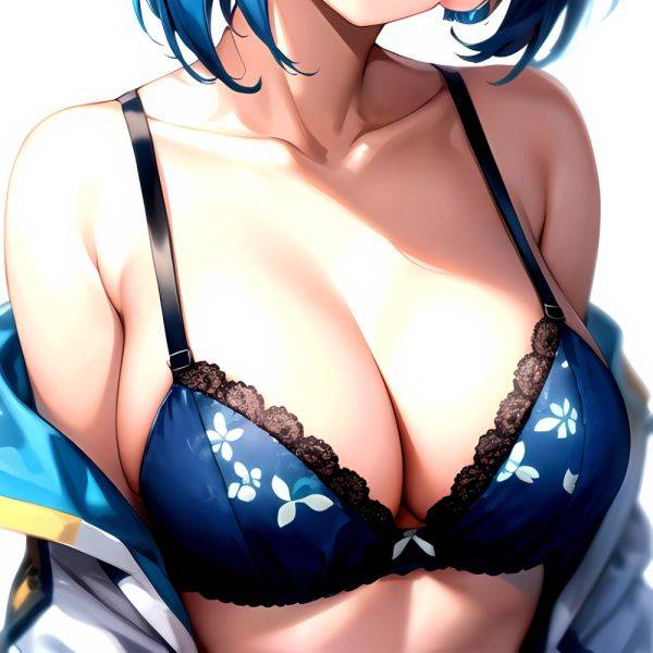 1girl Blush Bob Cut Bra Breasts Cleavage Close Up Closed Mouth Collarbone Commentary Eyelashes Eyes Visible Through Hair Floral, 2324420724 - AIHentai - aihentai.co on pornsimulated.com