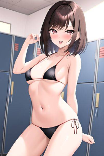 Anime Skinny Small Tits 40s Age Ahegao Face Brunette Pixie Hair Style Light Skin Black And White Locker Room Front View Massage Bikini - AI Hentai - aihentai.co on pornsimulated.com