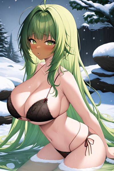 Anime Skinny Huge Boobs 18 Age Orgasm Face Green Hair Messy Hair Style Dark Skin Vintage Snow Side View Bathing Lingerie - AI Hentai - aihentai.co on pornsimulated.com