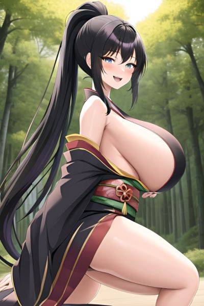 Anime Skinny Huge Boobs 20s Age Laughing Face Black Hair Ponytail Hair Style Light Skin Dark Fantasy Forest Side View Bending Over Kimono 3662239588297738278 - AI Hentai - aihentai.co on pornsimulated.com