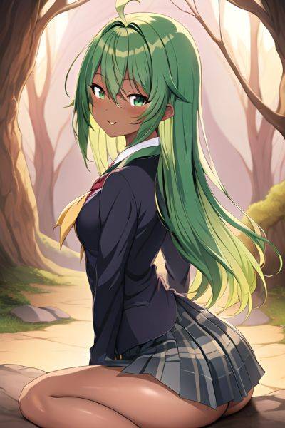 Anime Busty Small Tits 30s Age Happy Face Green Hair Straight Hair Style Dark Skin Illustration Cave Back View Straddling Schoolgirl 3662255050180165944 - AI Hentai - aihentai.co on pornsimulated.com