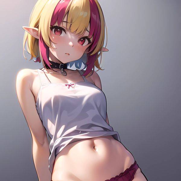 1girl Blonde Hair Frilled Panties Frills Highres Hip Bones Looking At Viewer Makaino Ririmu Multicolored Hair Navel Nijisanji No, 4112086971 - AI Hentai - aihentai.co on pornsimulated.com