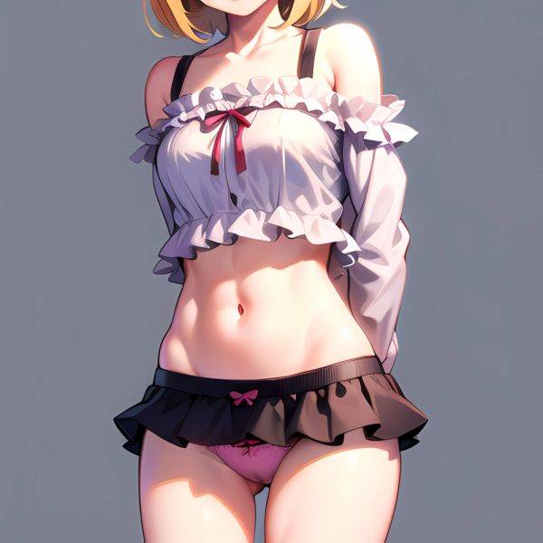 1girl Blonde Hair Frilled Panties Frills Highres Hip Bones Looking At Viewer Makaino Ririmu Multicolored Hair Navel Nijisanji No, 2879385815 - AI Hentai - aihentai.co on pornsimulated.com