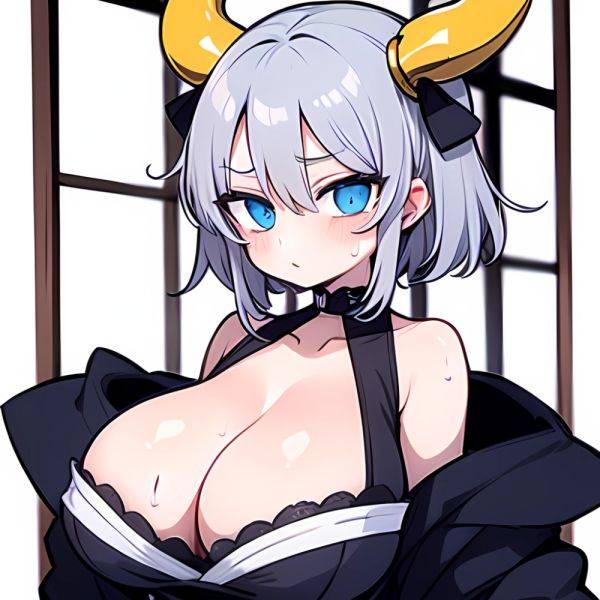 Yumi Senran Kagura 1girl Bare Shoulders Blue Eyes Breasts Cleavage Grey Hair Huge Breasts Japanese Clothes Kimono Looking At Vie, 3279619117 - AI Hentai - aihentai.co - Japan on pornsimulated.com